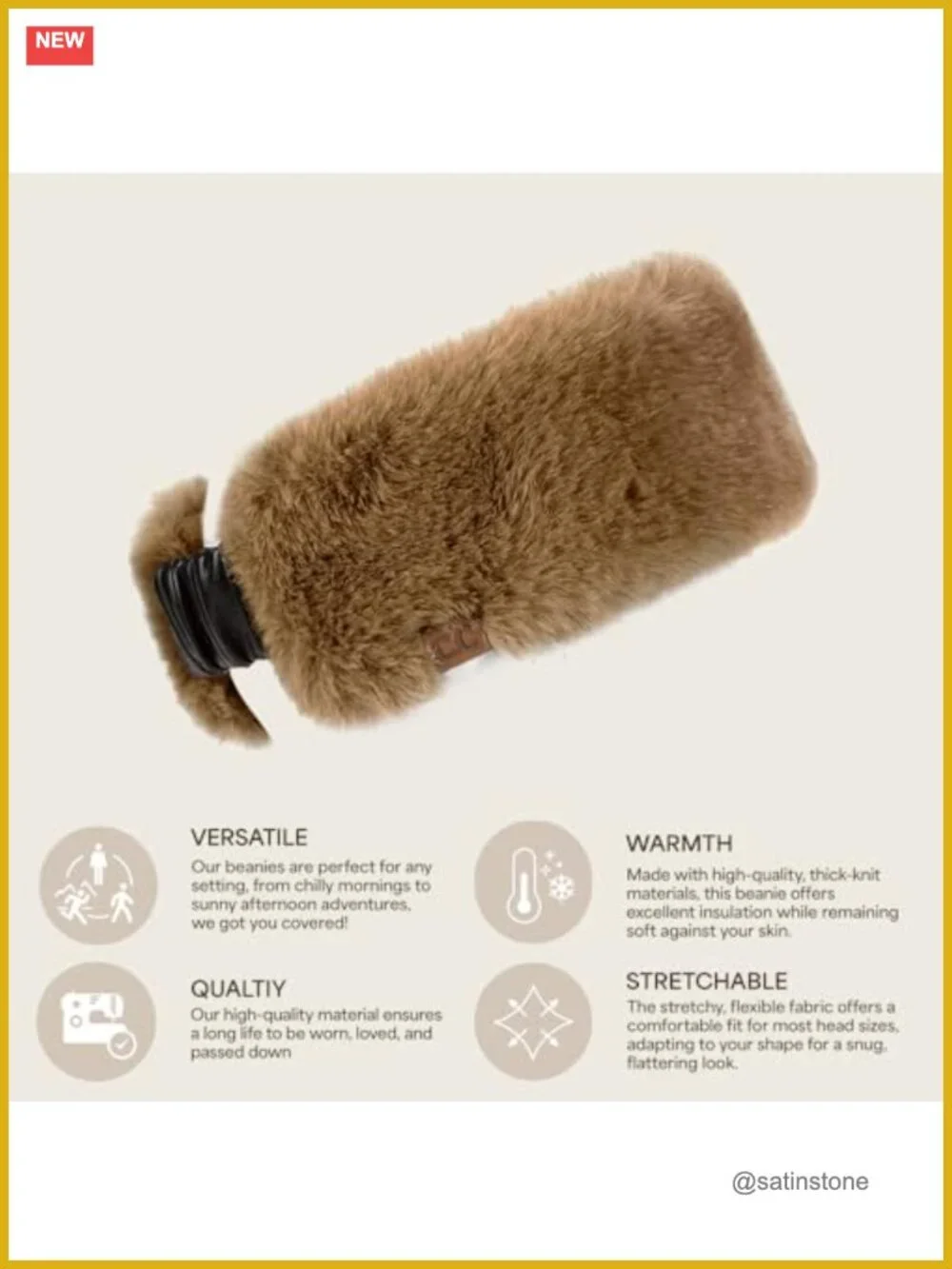 Faux Fur Headwrap Headband Elastic Closure Cozy Winter